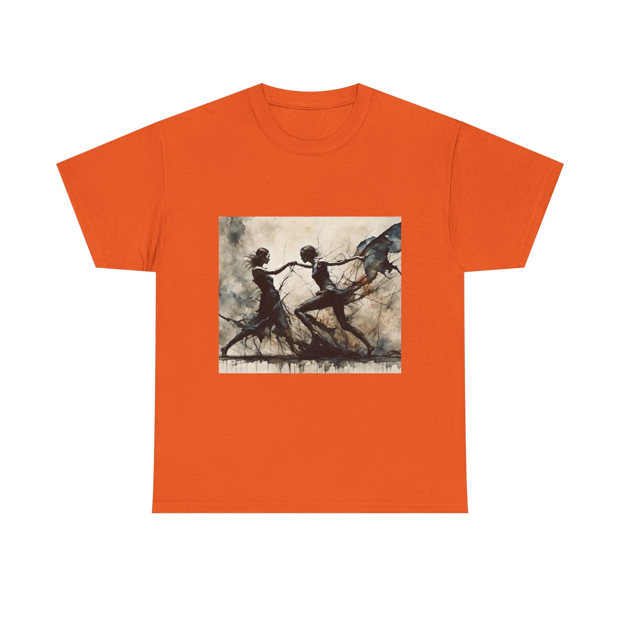 Dance of Shadows Artistic Graphic Tee — Silhouette Ballet Scene Shirt