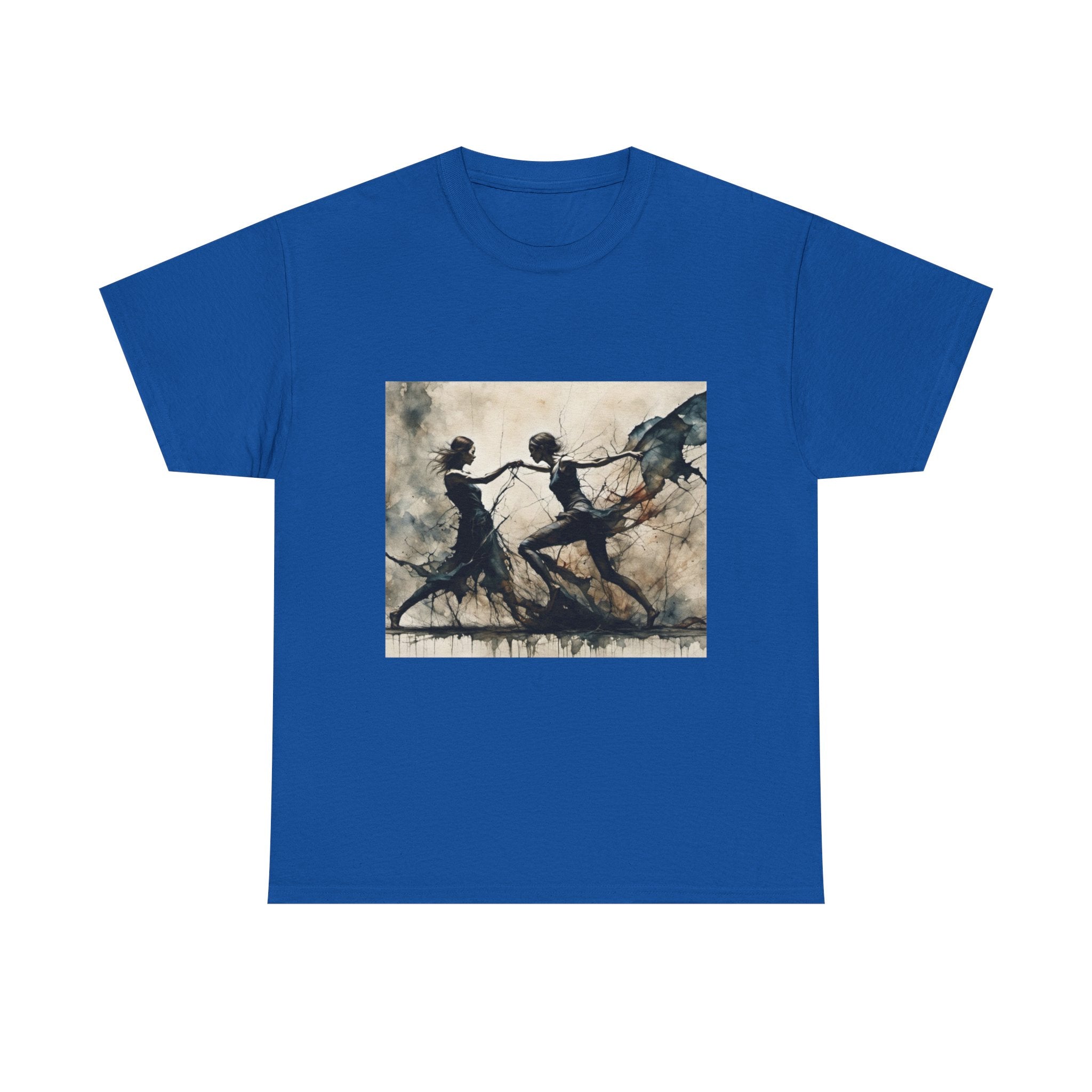 Dance of Shadows Artistic Graphic Tee — Silhouette Ballet Scene Shirt