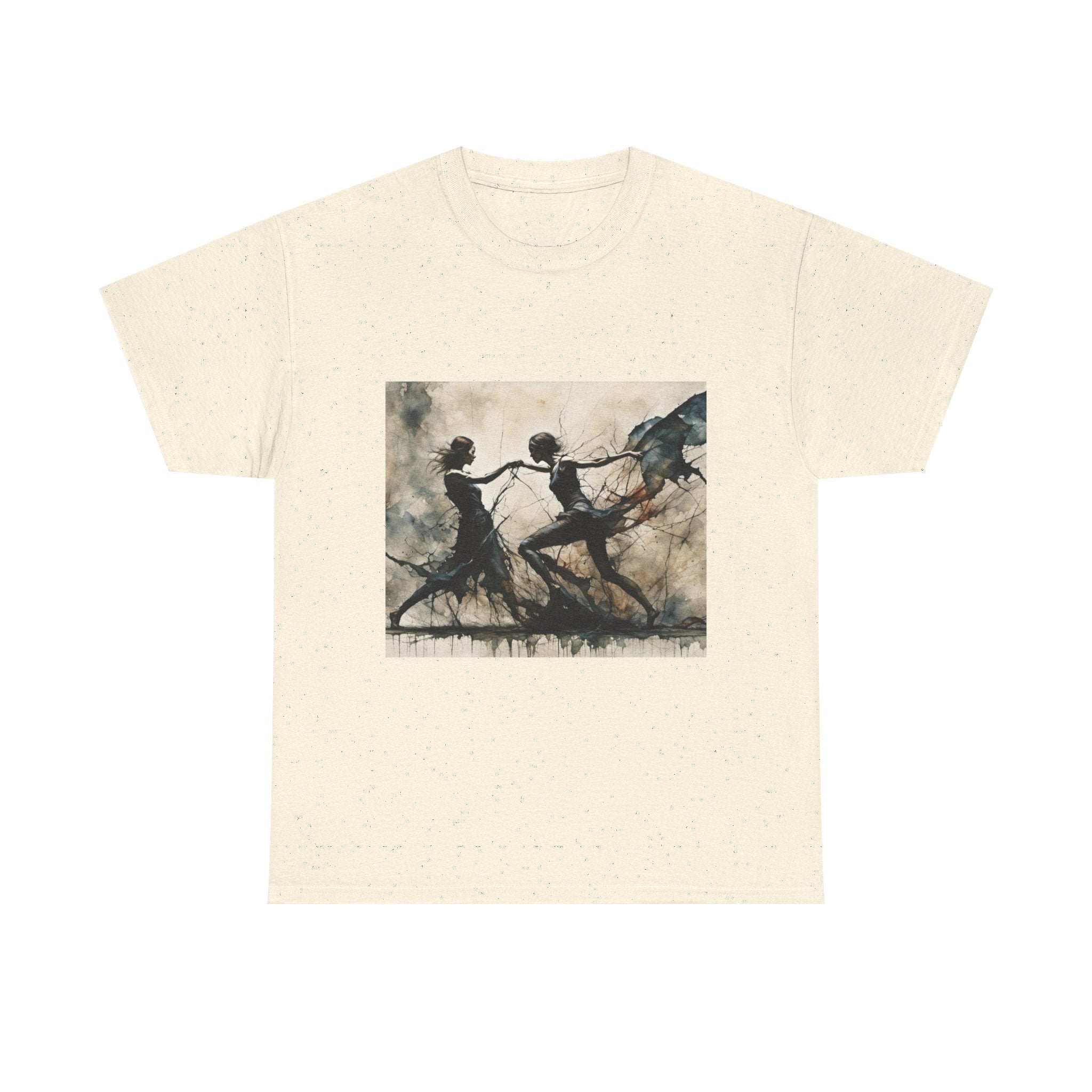 Dance of Shadows Artistic Graphic Tee — Silhouette Ballet Scene Shirt