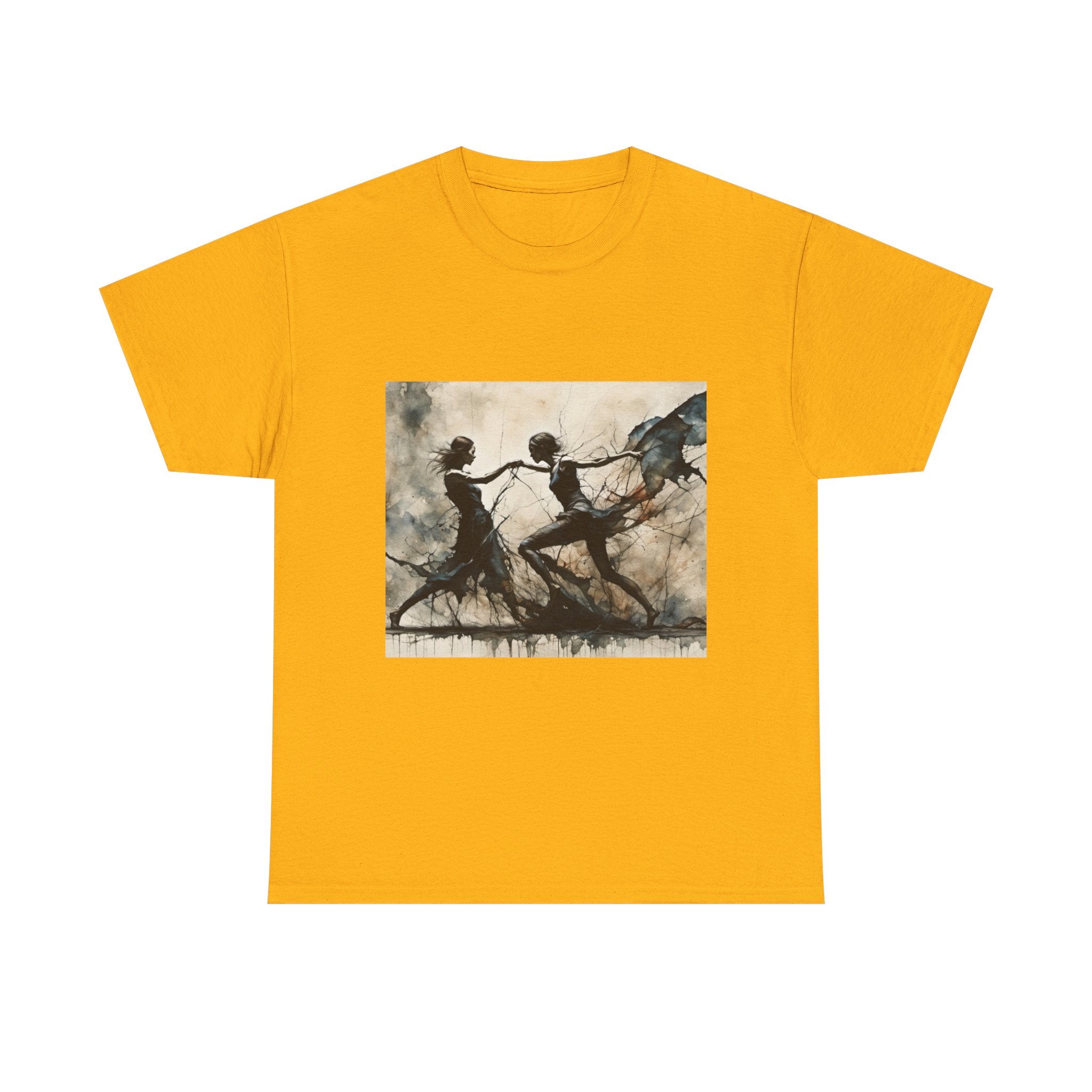 Dance of Shadows Artistic Graphic Tee — Silhouette Ballet Scene Shirt