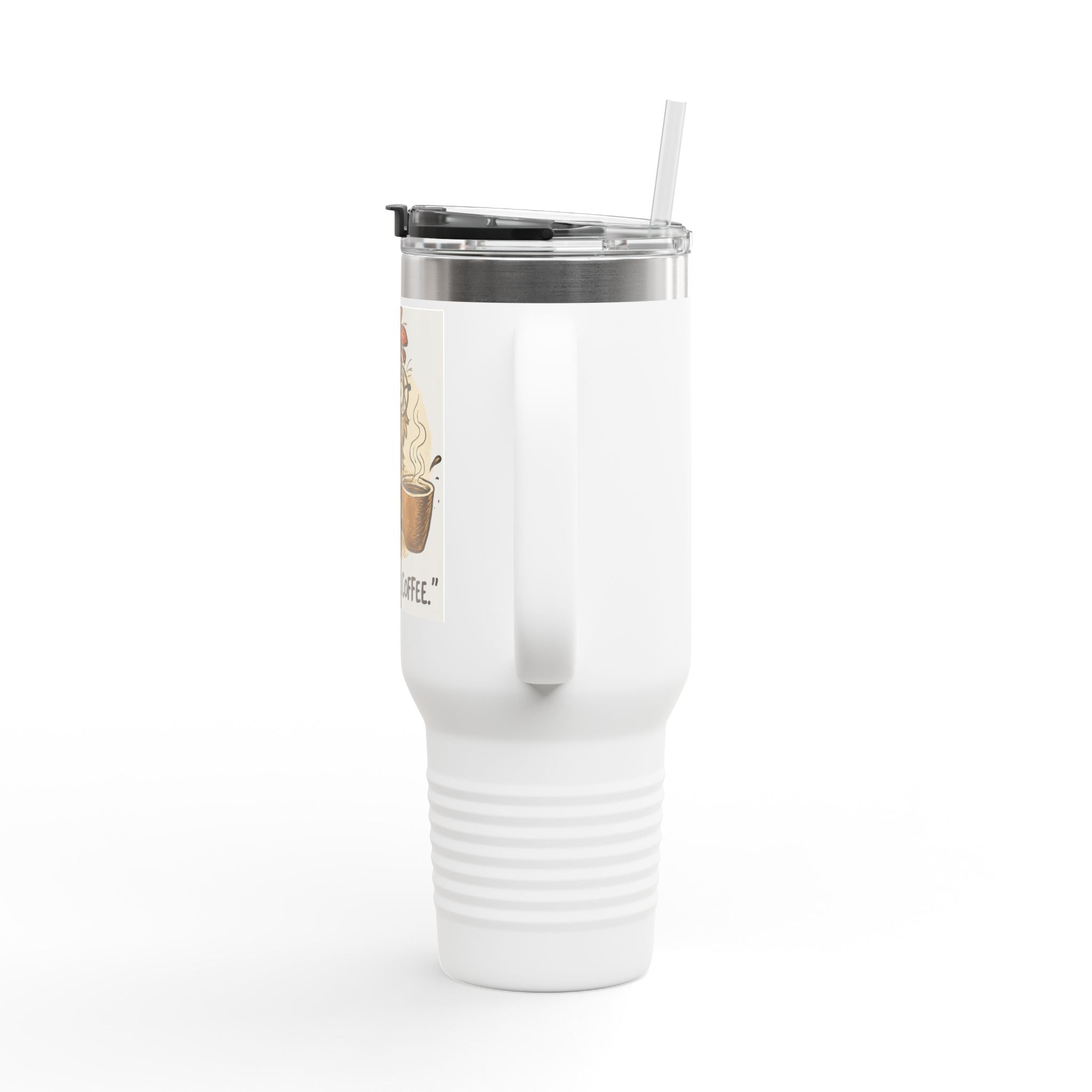 40oz Insulated Travel Mug — "Need. More. Coffee." Funny Chicken Coffee Tumbler