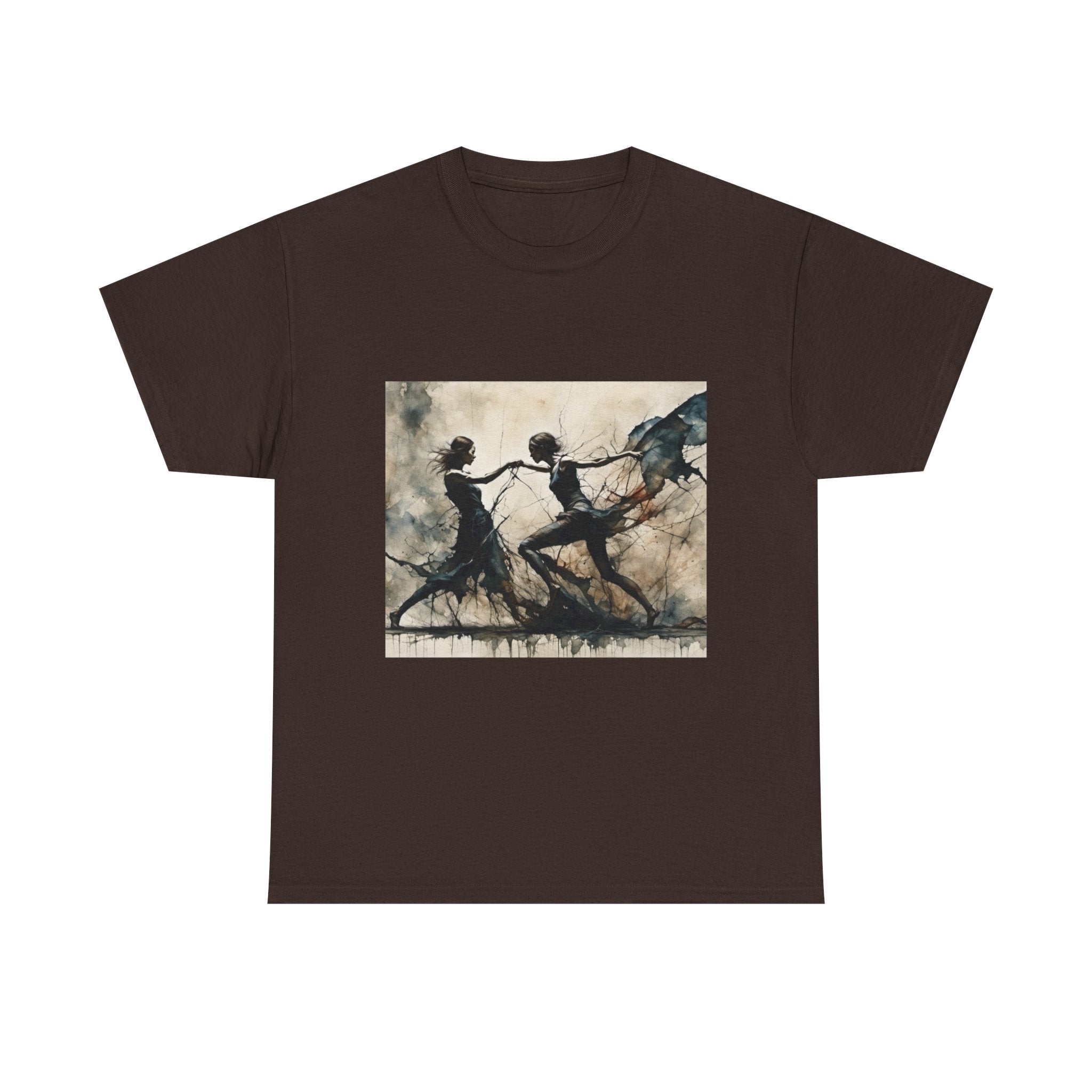 Dance of Shadows Artistic Graphic Tee — Silhouette Ballet Scene Shirt