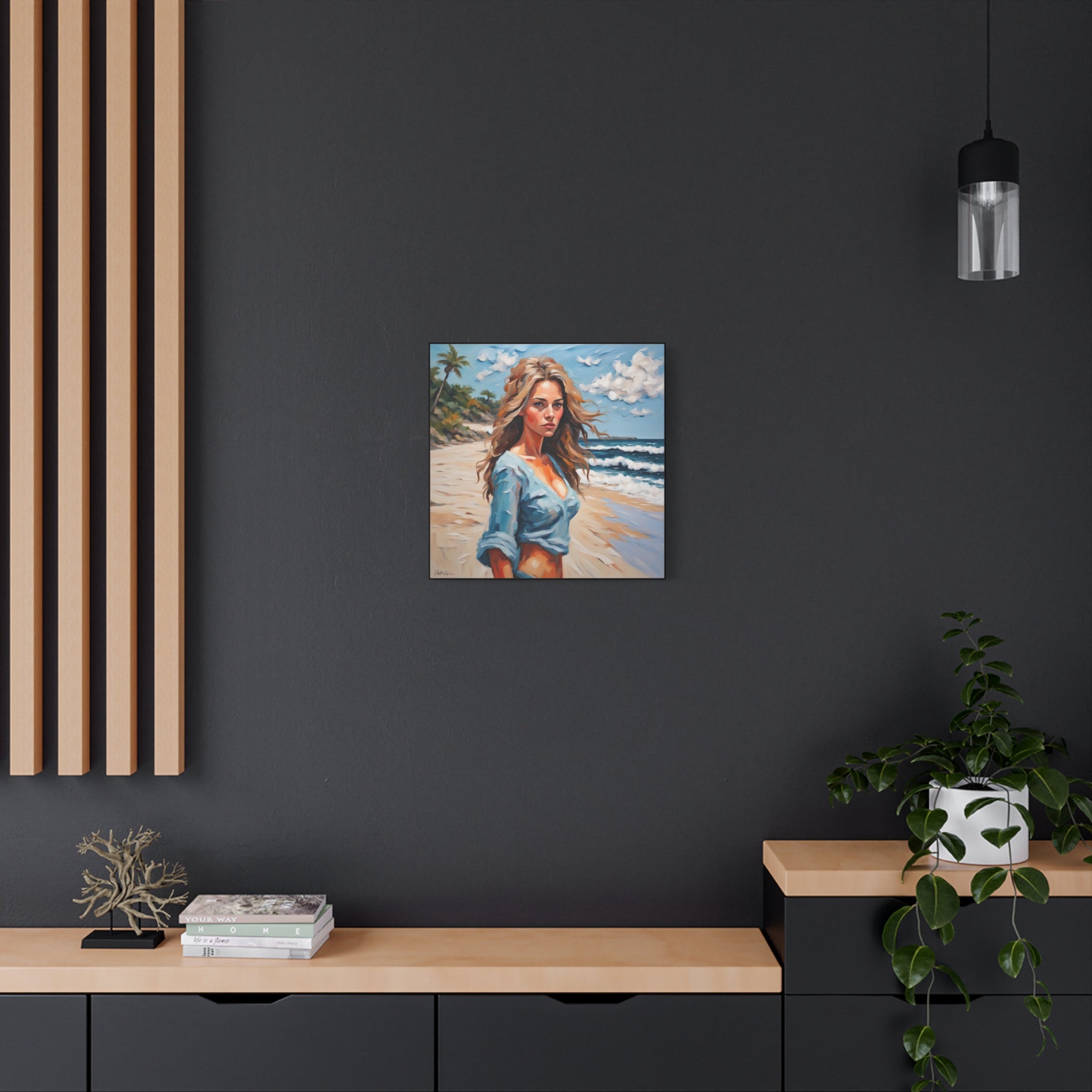 Beach Portrait Matte Canvas Wall Art — Woman on Shore, Stretched 1.25"